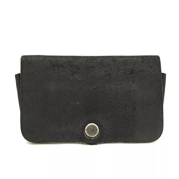 HERMES Dogon GM Togo Leather Long Bifold Wallet Black/7BC1063